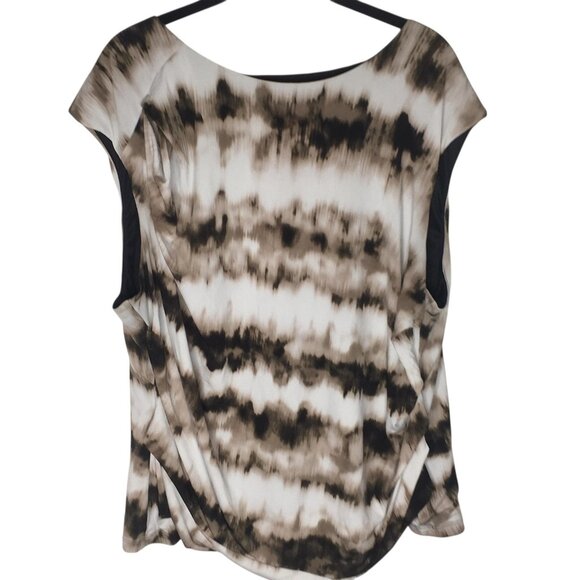 Calvin Klein Shirt Womens 3X Ruched Stretch Sleeveless Abstract Print Plus Size - Picture 1 of 14